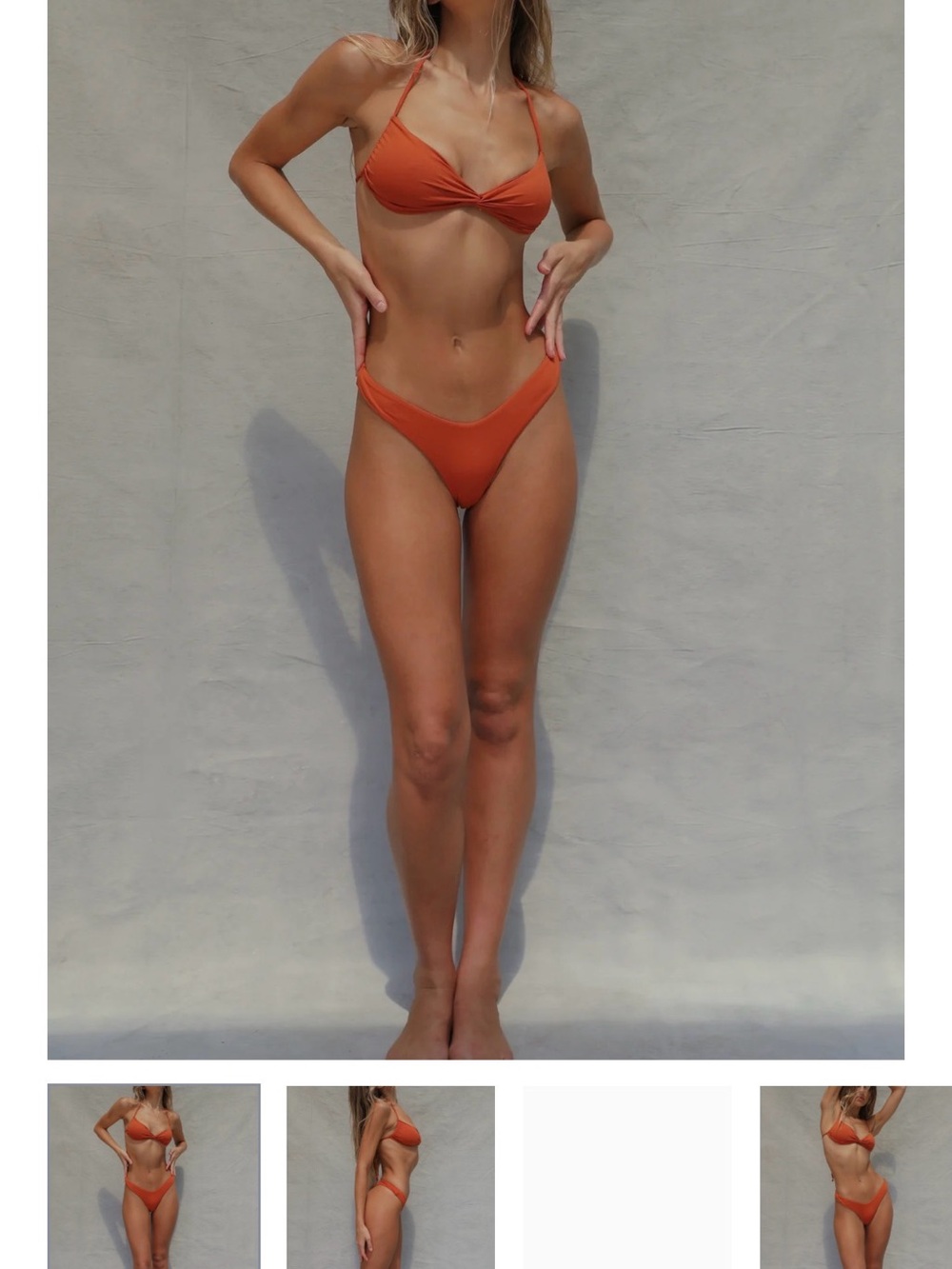 Toast Burnt Coral Bandeau S Halter Bikini Top & M Thong Bottom